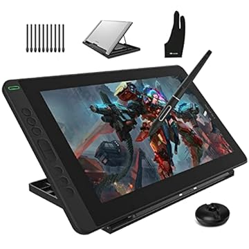 HUION MESA DIGITALIZADORA Kamvas 13 canetas, tablet de desenho gráfico 2 em 1,função de inclinação sem bateria,pressão da caneta 8192 e 8 teclas de atalho, preto com suporte