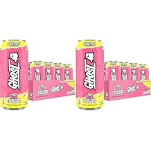 GHOST Energy Drink,Sour Pink Lemonade,16oz Cans - Energy & Focus & No Artificial Colors - 200mg of Natural Caffeine,L-Carnitine-& Taurine - Gluten-Free-& Vegan,Pack of 24