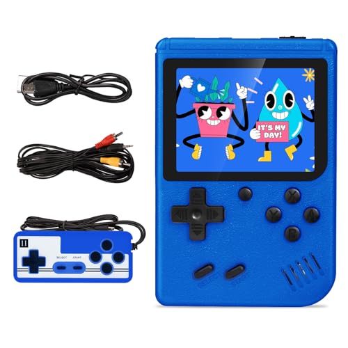 Portable Handheld Game, 520 Retro Video Games, Portable Game Console with Rechargeable 600mah Battery and 3.0 Inch LCD Screen, Arcade Electronic Gifts for Boys Girls(Blue)