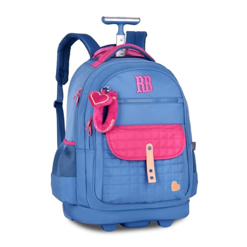 Mochila Rebecca Bonbon Plush Dreams Rodinha Resistente Escolar Feminina Reforçada (Azul)