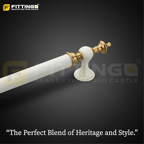 Image of Vintage Royal Main Door Handle | 12 Inch Premium Pull Push Handle for Home, Office, Hotels & Villas | Stainless Steel White Gold Finish |Hole to Hole 300mm | 3 Years Warranty
