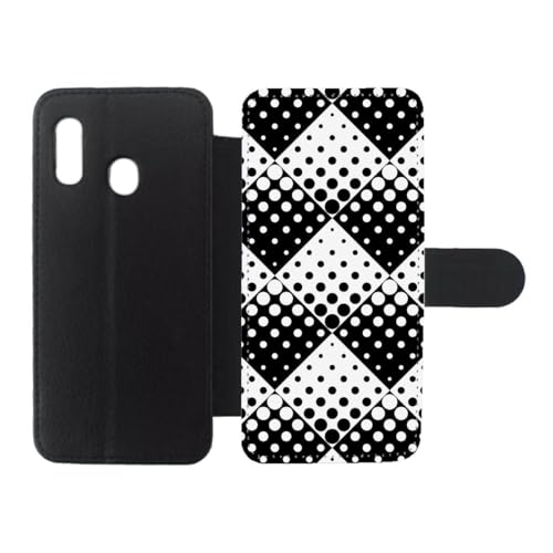 Etui cuir pour Samsung Galaxy A20e à motif géométrique noir et blanc