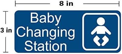 Miniatura 2 de Nuevo cartel de cambio de bebé, 8 x 3 pulgadas con inglés y símbolo, azul para hombres, mujeres, unisex