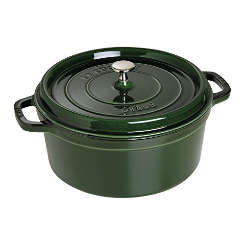 Image of Staub Cast Iron 7-qt Round Cocotte - Basil, Made in France