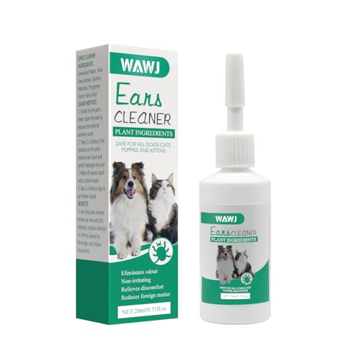 WAWJ Gotas para los oídos de para Perros y Gatos, Almohadillas limpiadoras de oídos para Perros y Gatos, Cuidado de los oídos para Perros y Gatos