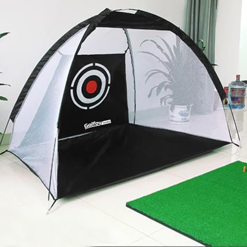 Image of Golfoy Basics Practice (3M) Golf Cage Net, Portable Driving Range Golf Net Training Aids with Target and Carry Bag for Indoor & Outdoor Use (Black)