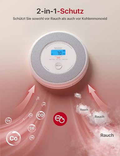 X-Sense Rauch und CO Melder mit Sprachalarm und Standortansage, mit XP0A-MR11 Kits, 30 mm dick ohne SBS50 Basisstation, XP0A-MR, 1 Stück