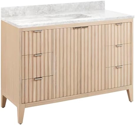 Signature Hardware 955100-48-RUMB-0 Bayliss 48" Single Vanity Cabinet Set with Mindi Cabinet, Vanity Top and Rectangular Undermount Sink - No Faucet Holes - Stoneware White/Carrara Marble