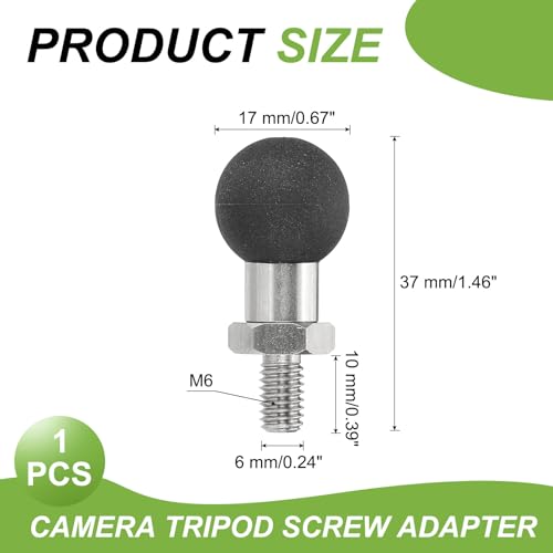 PATIKIL Adapter kulowy do montażu kulowego 1,7 cm ze śrubą gwintowaną M6, stal nierdzewna, do kamery sportowej, kompatybilny z podwójnymi ramionami, motocyklami, pojazdami elektrycznymi, srebrny