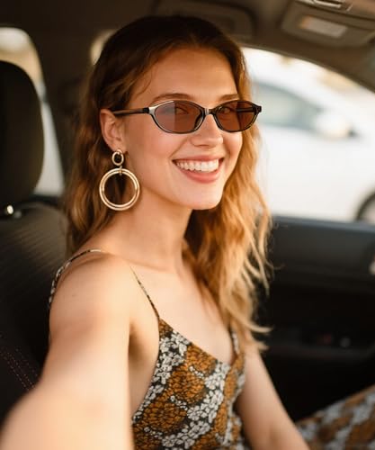 Retro Oval Womens Sunglasses Cat Eye Sunglasses for Women: Chic 90s Sunnies Lightweight Trendy Sun Glasses2