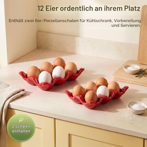 Flexzion Keramik-Eierhalter für 6 Eier – Porzellan-Eierablage für ein ganzes Dutzend, Aufbewahrungs-Organizer… – Ansicht 2