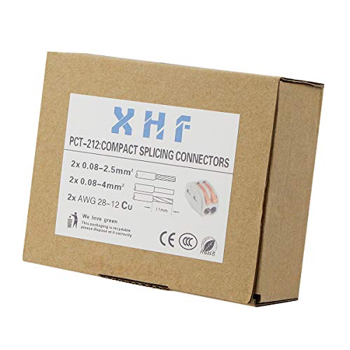 Image of 100 Pcs Lever Connectors Nuts 2 Conductor Combination Compact Wire Connectors Fast Connection Terminal 28-12 AWG Suitable for Multiple Types (Pack of 2)