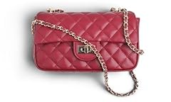 Red Quilted Vegan Leather With Metal Chain New Buckle