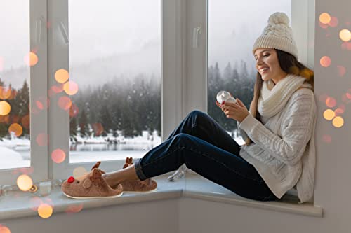 Gilbins Women's-Men's Christmas Holiday Ugly Warm Memory Foam Fury Slippers Sweater Reindeer Winter Soft Cozy Home Booties slipper for Indoor & Outdoor3