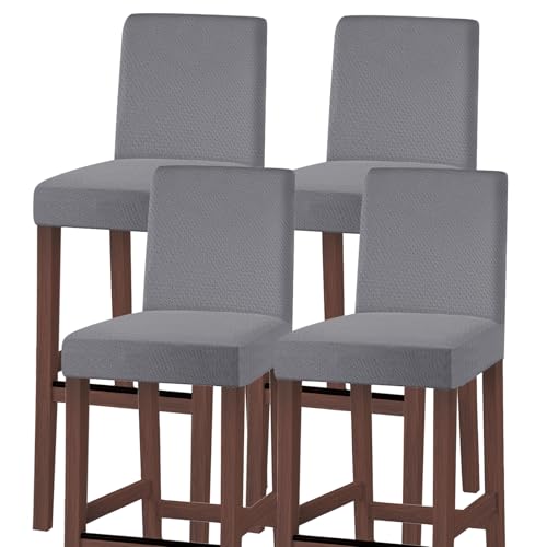 Image of Bar Stool Covers Counter Chair Slipcovers Set of 4,Light Grey