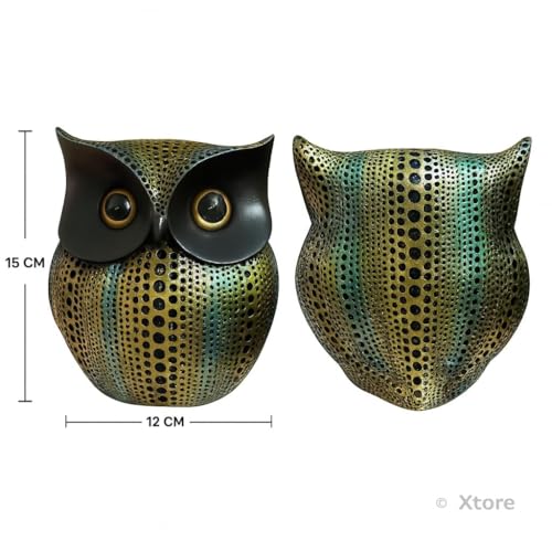 Image of Xtore Modern Classy Lucky Owl Resin Art Figure Showpiece -(Pack of 1,Multicolor)