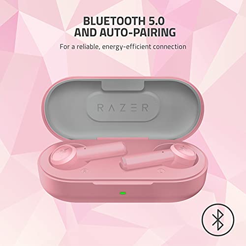 Image of Razer Hammerhead True Wireless Bluetooth Gaming Earbuds: 60ms Low-Latency - IPX4 Water Resistant - Bluetooth 5.0 Auto Pairing - Touch Enabled - 13mm Drivers - Quartz Pink