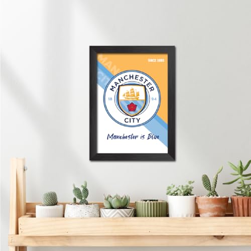 Image of TenorArts City Football Club Poster Logo Tagline Laminated Photo Frame Painting with Matt Finish Black Textures(12 inches x 9inches)