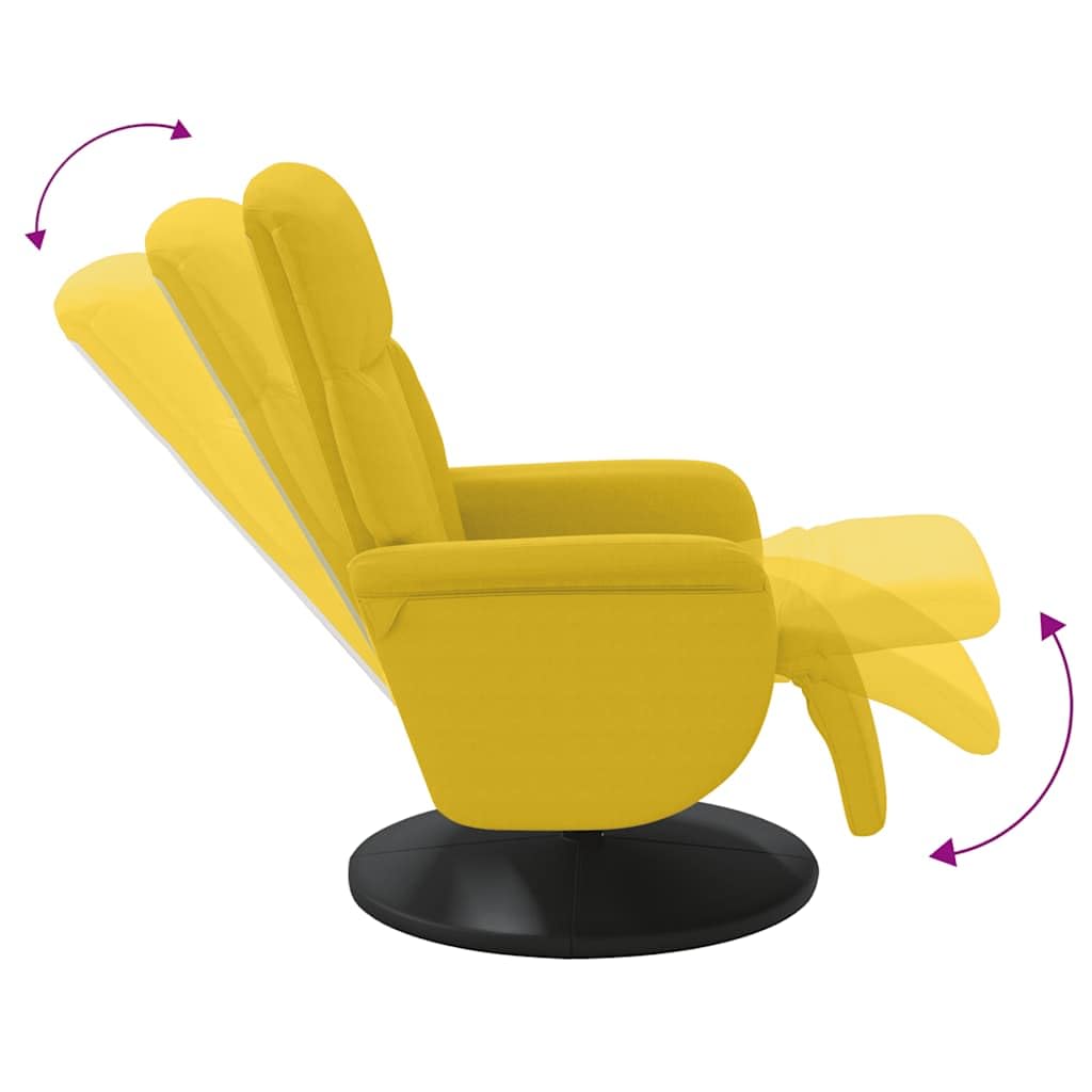 Fotel relaksacyjny z podnóżkiem, żółty, aksamit, regulowany, ergonomiczny, z tapicerowanym podłokietnikiem i oparciem, do salonu, do czytania, biura, kominka, salonu