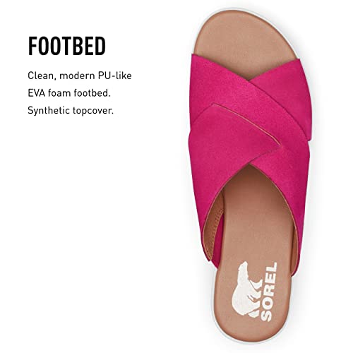 Sorel Women's Cameron Flatform Mule Sandals - Fuchsia Fizz, Sea Salt - Size 10.5 #TOP3