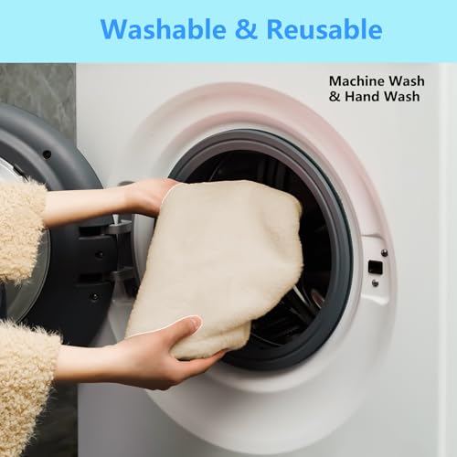 Comfortable Soft Plush Toilet Lid Cover for Bathroom, Machine Washable Toilet Seat Covers, Fits Most Round Elongated and Oblong Lids, Easy Installation& Cleaning (Light Khaki) - Thumbnail 6
