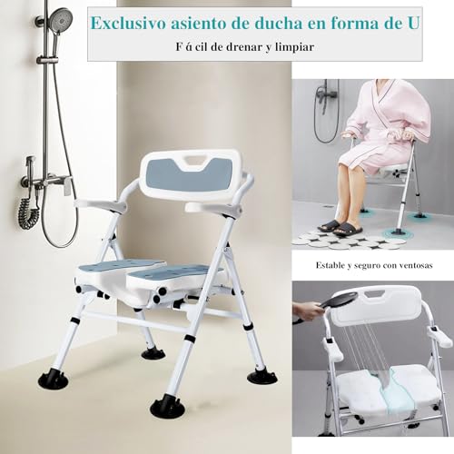 Silla Ducha, Silla Ducha Personas Mayores Asientos De Ducha Plegables Livianos para Adultos, Asientos De Ducha Antideslizantes Banco De Taburete De Baño,Silla De Asistencia para Discapacitados Bañera - imagen 5