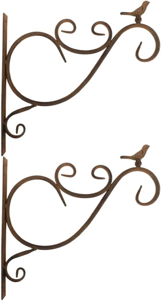 Yardwe Hanging Basket Bracket Set Sturdy Iron Plant Hanger for Wall for Garden Decor and Space Saving