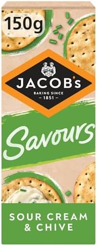 JACOB'S Savours Thins Sour Cream & Chive Crackers, 150 g (Pack of 1)