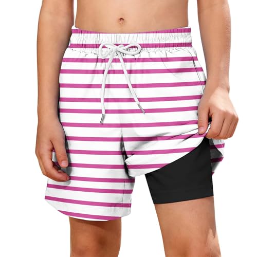 Pantalones cortos de natación 2 en 1 para niños, pantalones cortos de playa para niños, pantalones cortos casuales de verano con cordón, secado rápido, ligeros, protección solar, deportes, surf