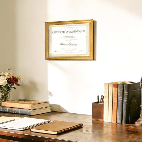 Image of upsimples 8.5 by 11 Picture Frame, Vintage Frames Decor, 1Pack Gold