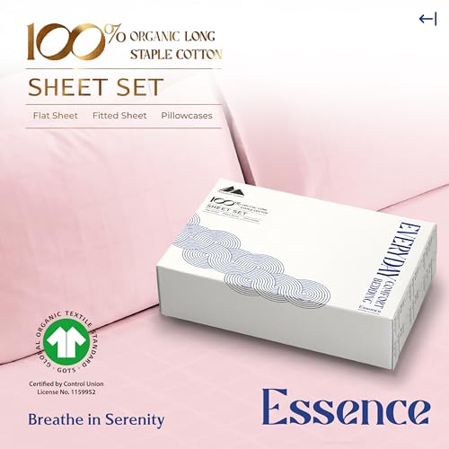 Image of Mayfair Linen Organic Cotton Sheets Twin XL Size, 16 inch Deep Pocket, Blush