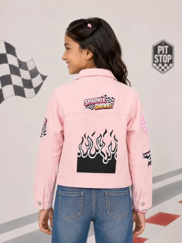 Image of Girls Full Sleeve Solid Crop Denim Jacket