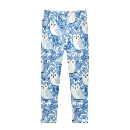 KLL Owl Blue Toddler Girls' Legging Stretchy High Waisted Workout Pants Gym