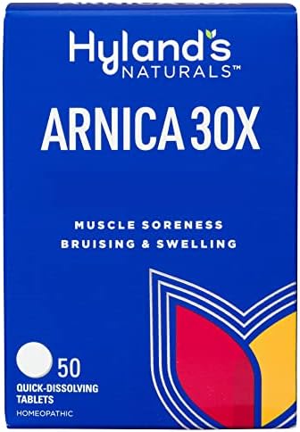 Hyland's Naturals Arnica Montana 30x Tablets, Natural Relief of Bruises, Swelling & Muscle Soreness, Quick Dissolving Tablets, 50 Count