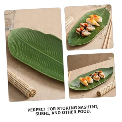 Plato sartén hoja cerámica para sushi y postre miniatura 3