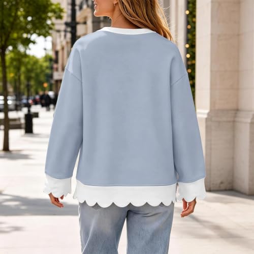 Scalloped Sweatshirt for Women Oversized Loose Business Casual Tops 2026 - image 3