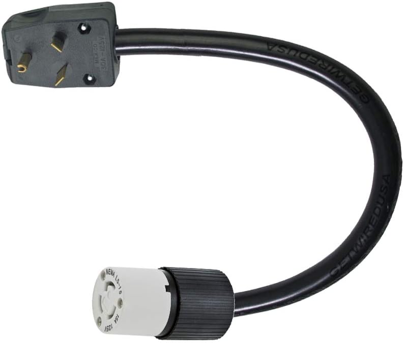 TT-30P RV Camper Travel Trailer Motor Home 3-Pin Male Plug, L6-15R Twist Lock Receptacle Socket Outlet 110V/125V Adapter, Electrical Power Connector Cord Convert FX1375