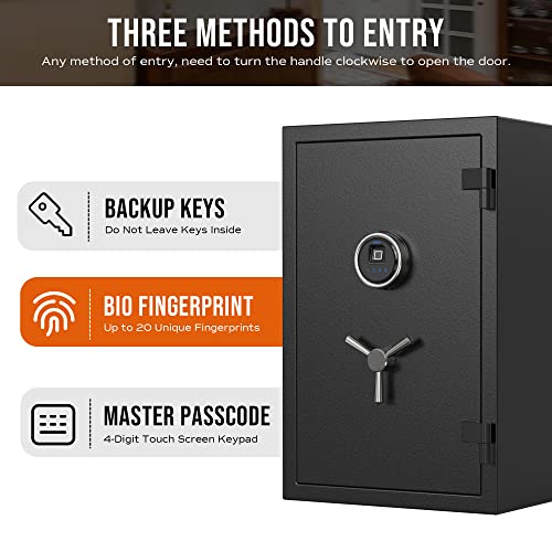 RPNB Biometric Fingerprint Fireproof Safe Box,Digital Fire Proof Safe with 3 Spoke Safe Handle,Touch Screen and Removable Shelf,Fireproof Home Safe for Money Documents Jewelry and More,2.12 Cubic Feet - Thumbnail 7