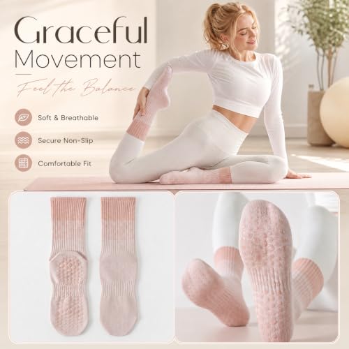 Image of Pilates Socks with Grips for Women, Grippy Socks for Yoga Barre Reformer