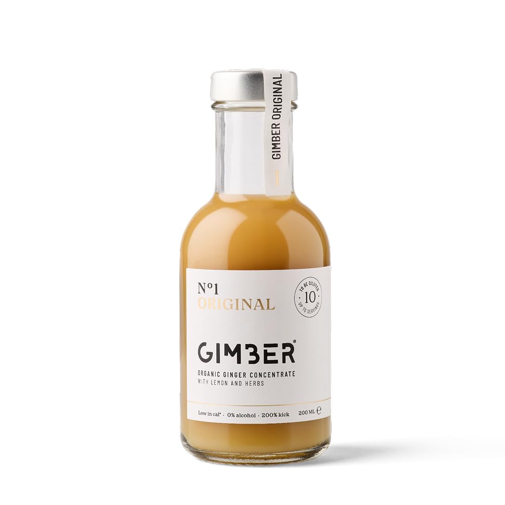GIMBER Concentrado de jengibre orgánico 200 ml | Bebida sin alcohol de jengibre, limón y hierbas