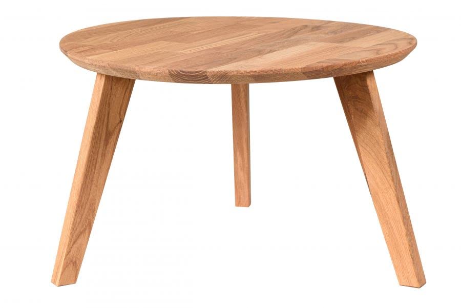Malmo 50x50x35cm – Table Ronde en Chêne – Table d’Appoint avec Pieds en Bois (Nature_incolore)