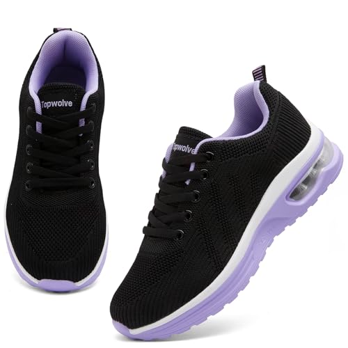 Topwolve Zapatillas para Correr Mujer Calzados Deportivo Zapatos de Running Exteriores Zapatillas de Caminar Transpirable Ligero,Negro Púrpura,38 EU