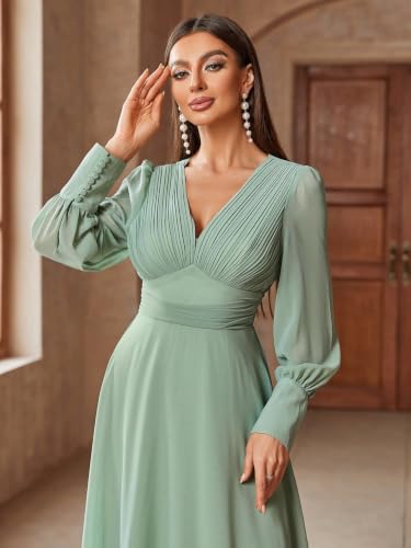 Image of TOLEEN Summer Casual Dresses for Women 2026 Spring Fashion Boho V Neck Long Sleeve Ruffle Floral Print Elegant Maxi Dress