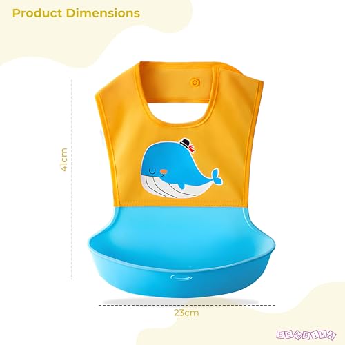 Image of Bembika Baby Feeding Essential The Ultimate Apron for Baby Feeding and Adjustable Bibs Set with BPA Free Baby Weaning Spoon and Baby Self Feeding Spoon - (BE2343)