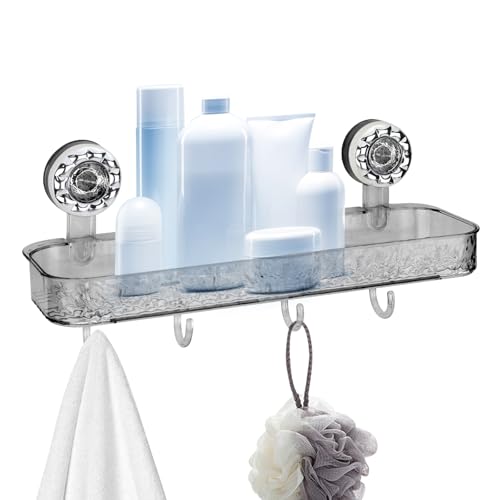 Panier de rangement ventouse en acrylique premium gris clair pour douche - 2