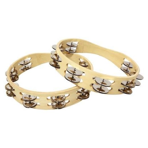 Tycoon Single Row Wooden Tambourine with Dark Steel Jingles