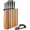 Robert Welch Signature Book Oak Knife Block Set. Includes Knives: Carving 23cm, Bread 22cm, Santoku 11cm, Cook’s 18cm, Kitchen 14cm, Paring 10cm, and Hand-Held Sharpener