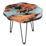 GEDSIOLD Small Round Coffee Table, Epoxy Resin Table Hand Made Craft Coffee Table for Living Room -2