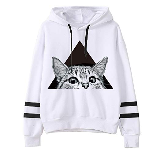 Preisvergleich Produktbild Basic Style Casual Damen Kapuzenpullover, LEEDY * Witzig Katzenab Druck Season Clothes Kapuzensweatshirts Langarm-Sweatshirts Mit Rundhalsausschnitt Hip Hop Cotton Pullover