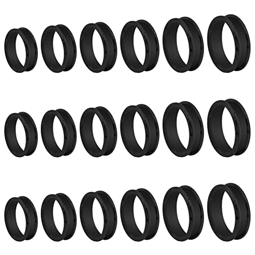 18pcs Stainless Steel Grooved Finger Ring for Jewelry Making,7/8/9/10/11/12 Ring Core Blanks 8mm Wide Round Grooved Inlay Rings for Men Women DIY Crafts(Black)
